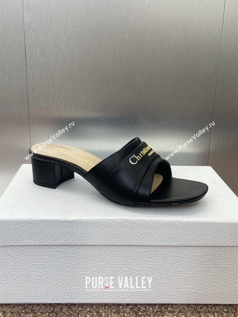 Dior My Dior Heeled Slides Sandal 3.5cm in Supple Calfskin Black 2025 (JC-250710052)