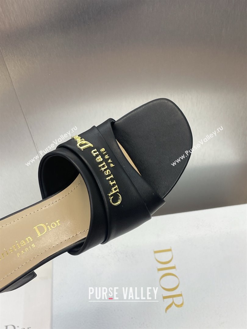 Dior My Dior Heeled Slides Sandal 3.5cm in Supple Calfskin Black 2025 (JC-250710052)