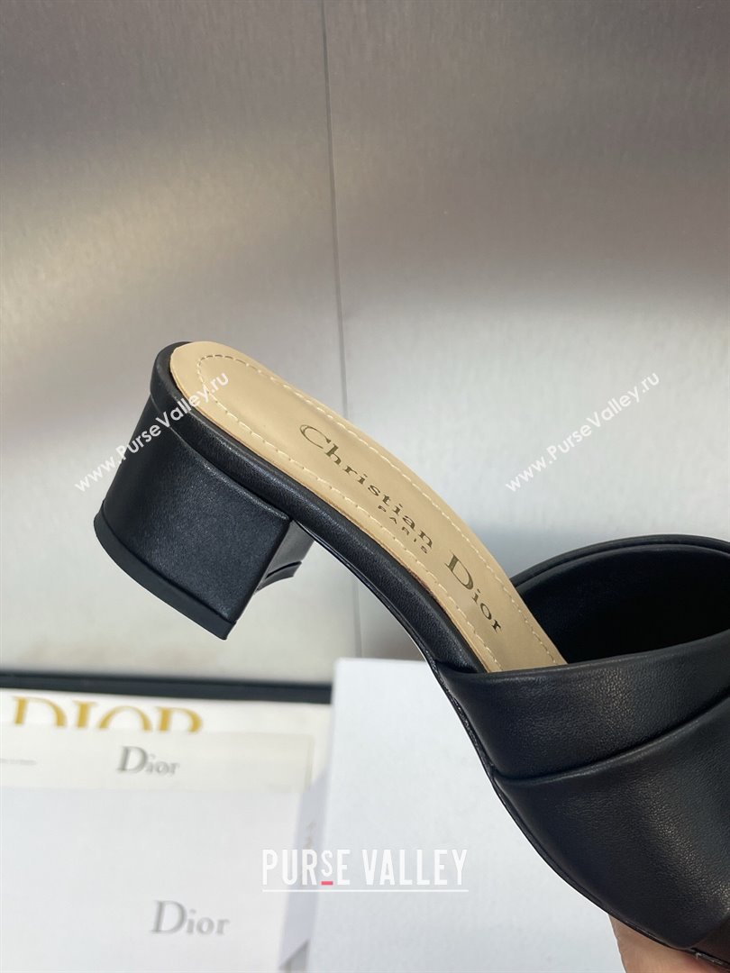 Dior My Dior Heeled Slides Sandal 3.5cm in Supple Calfskin Black 2025 (JC-250710052)