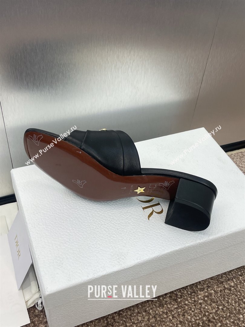 Dior My Dior Heeled Slides Sandal 3.5cm in Supple Calfskin Black 2025 (JC-250710052)