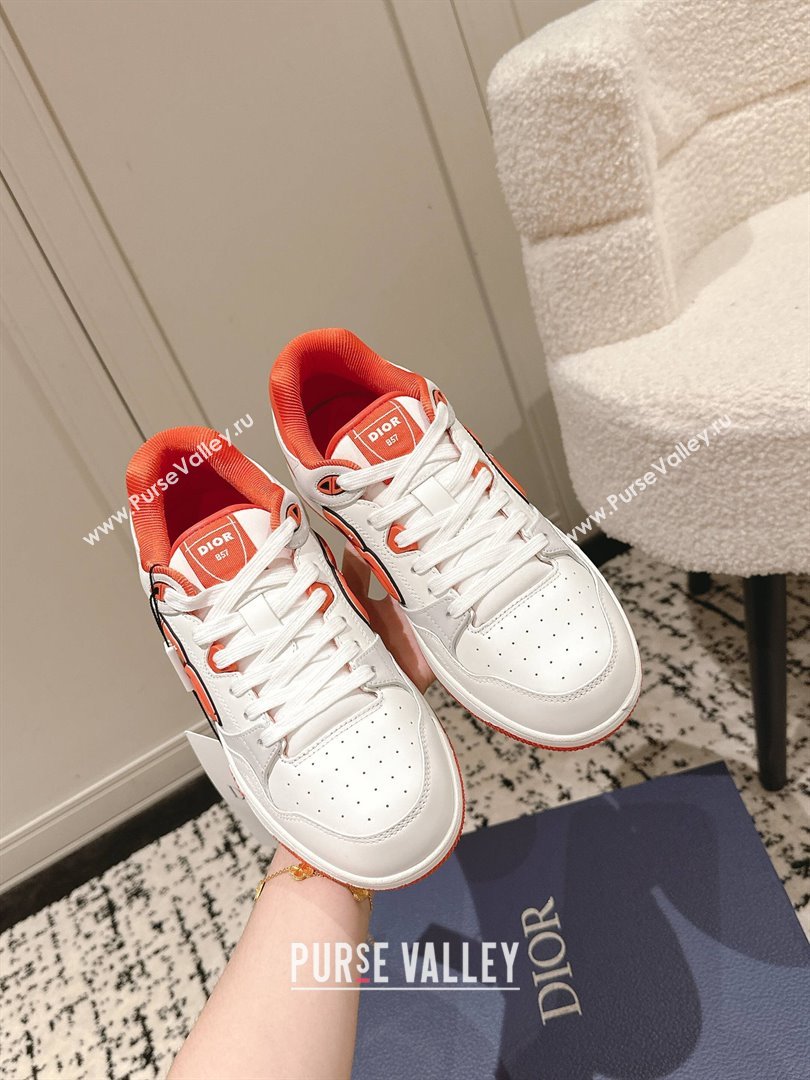 Dior B57 Dribble Low-Top Sneakers in Calfskin Leather White/Orange 2025 (HQG-250710012)
