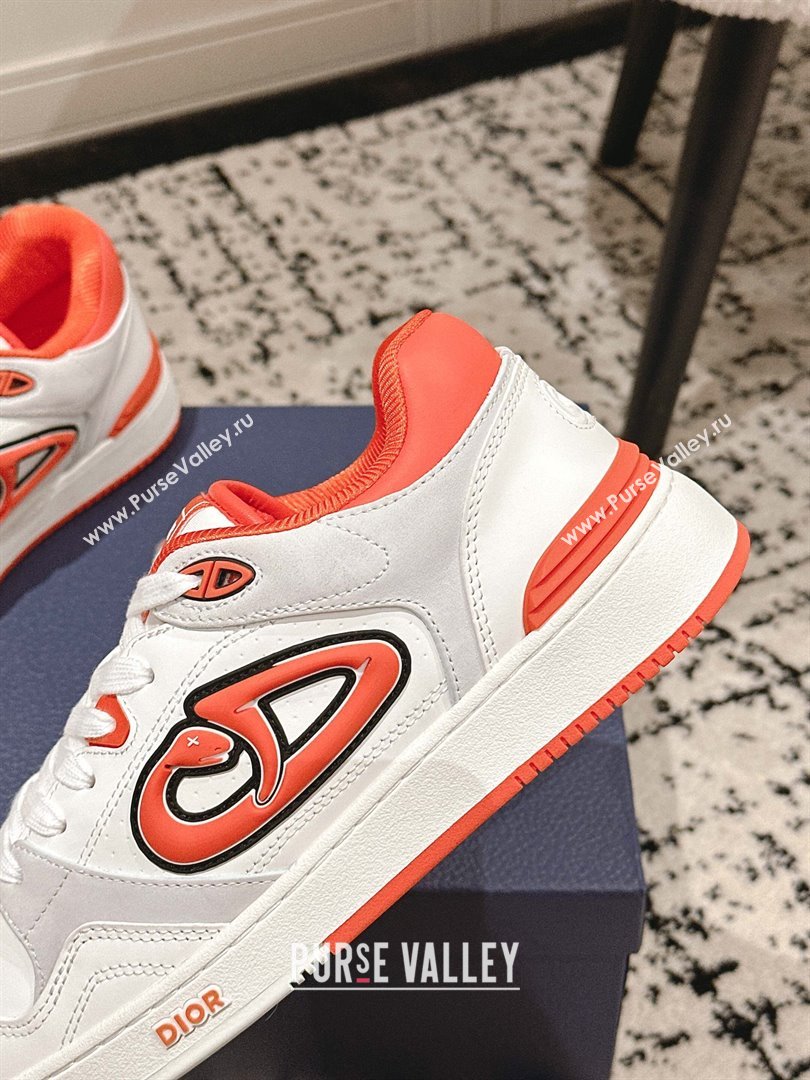 Dior B57 Dribble Low-Top Sneakers in Calfskin Leather White/Orange 2025 (HQG-250710012)