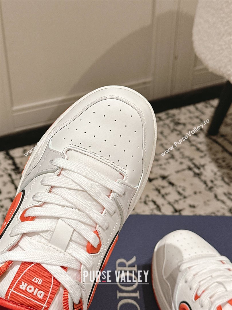 Dior B57 Dribble Low-Top Sneakers in Calfskin Leather White/Orange 2025 (HQG-250710012)