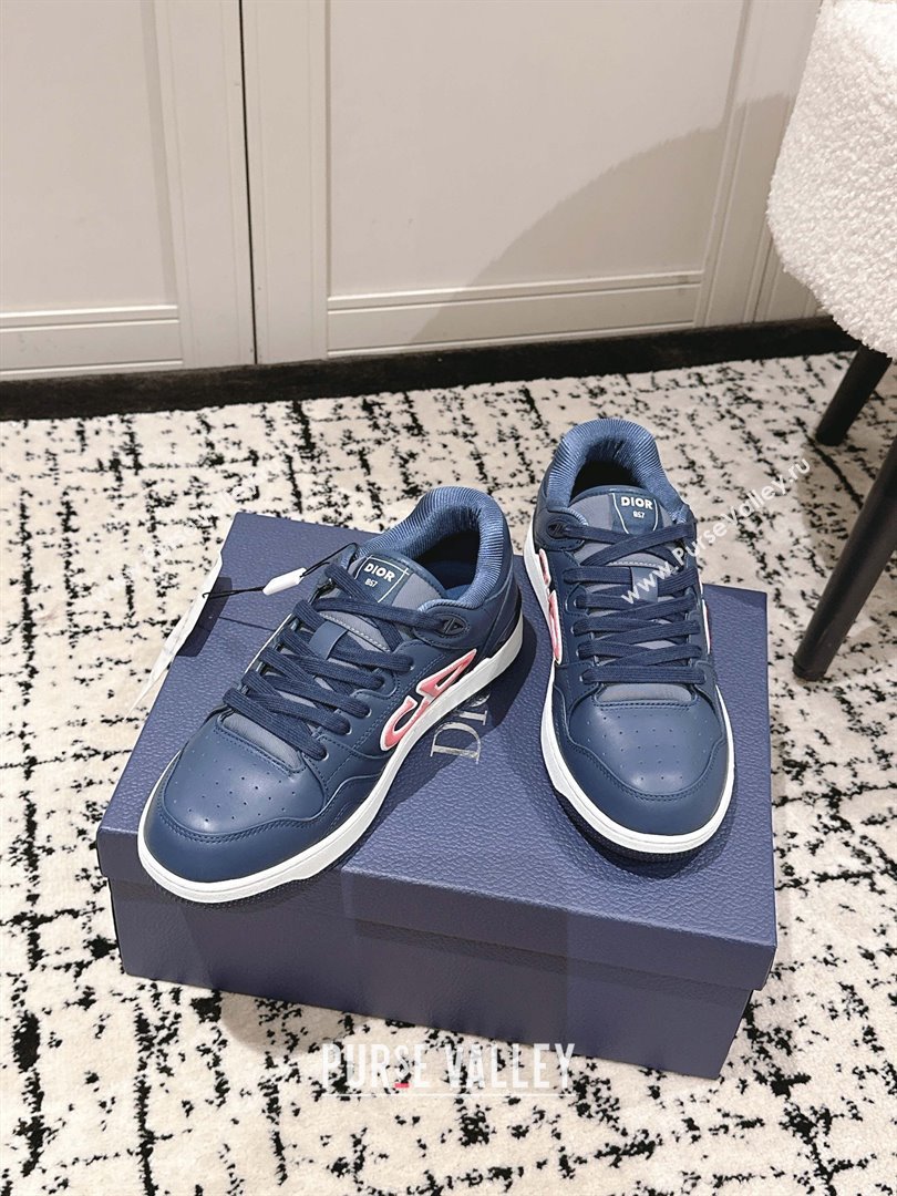 Dior B57 Dribble Low-Top Sneakers in Calfskin Leather Blue/Pink 2025 (HQG-250710013)