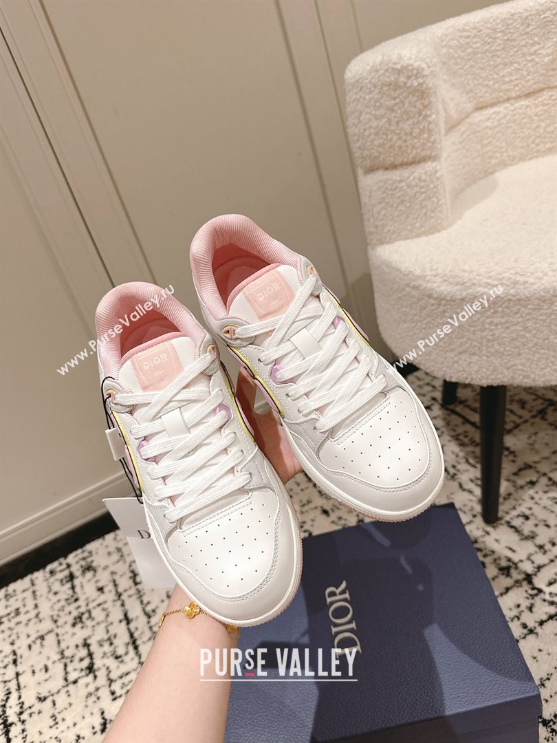 Dior B57 Dribble Low-Top Sneakers in Calfskin Leather White/Light Pink 2025 (HQG-250710014)