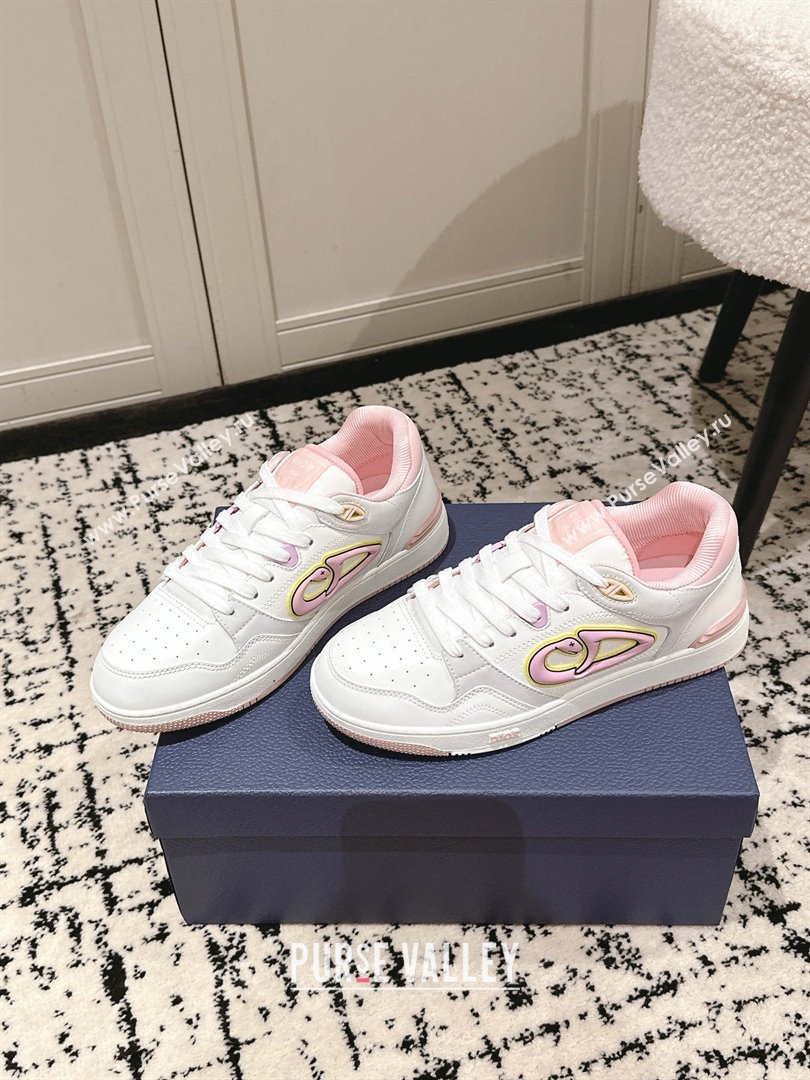 Dior B57 Dribble Low-Top Sneakers in Calfskin Leather White/Light Pink 2025 (HQG-250710014)