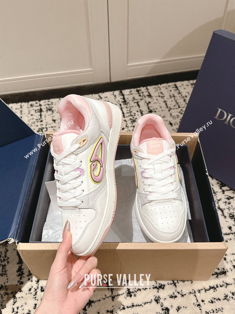 Dior B57 Dribble Low-Top Sneakers in Calfskin Leather White/Light Pink 2025 (HQG-250710014)
