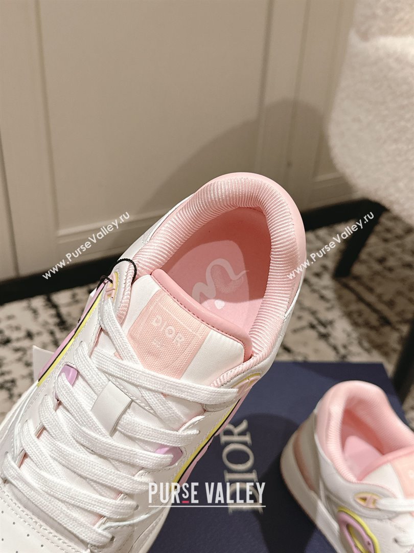 Dior B57 Dribble Low-Top Sneakers in Calfskin Leather White/Light Pink 2025 (HQG-250710014)