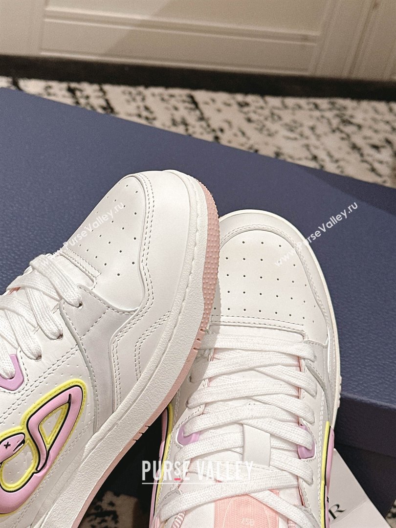 Dior B57 Dribble Low-Top Sneakers in Calfskin Leather White/Light Pink 2025 (HQG-250710014)