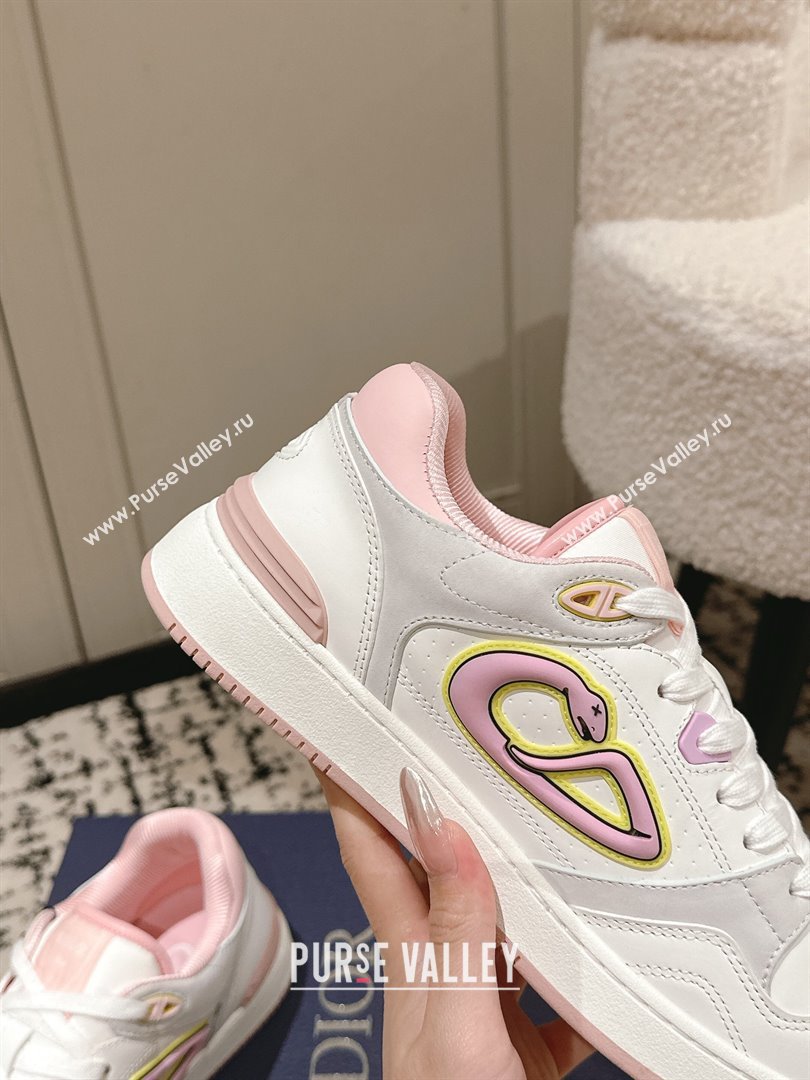 Dior B57 Dribble Low-Top Sneakers in Calfskin Leather White/Light Pink 2025 (HQG-250710014)