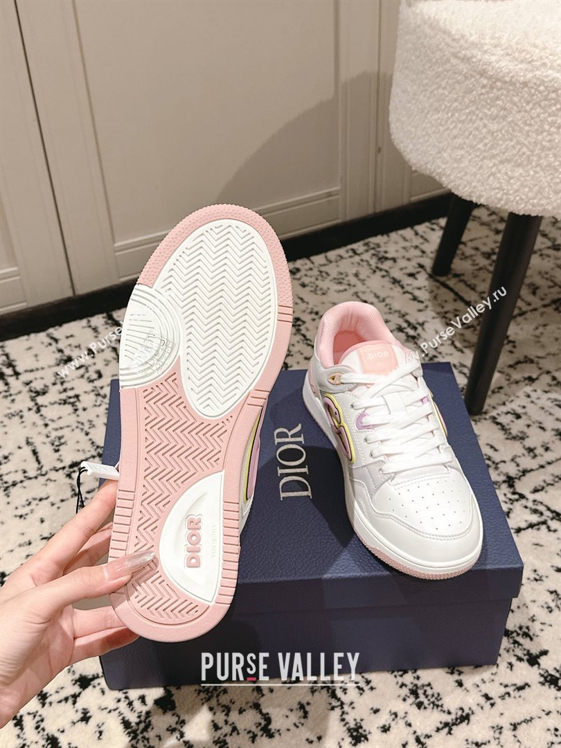 Dior B57 Dribble Low-Top Sneakers in Calfskin Leather White/Light Pink 2025 (HQG-250710014)
