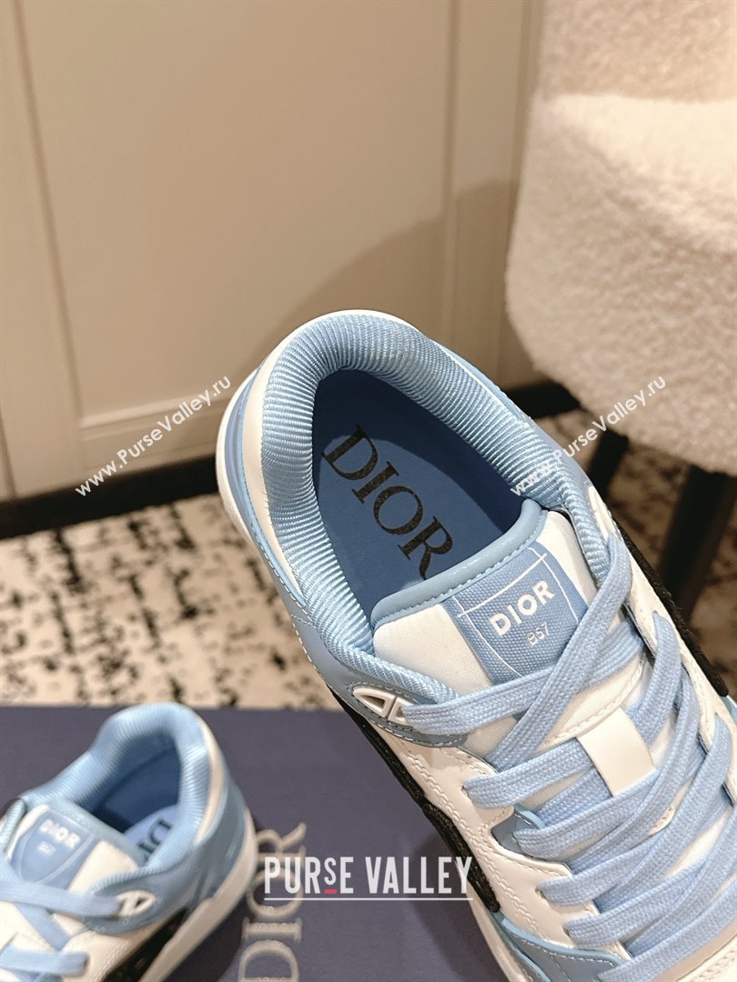 Dior B57 Dribble Low-Top Sneakers in Smooth Calfskin with Beige and Black Dior Oblique Jacquard Light Blue 2025 (KL-250710011)