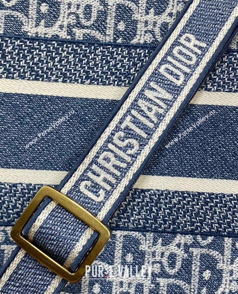 Dior Medium Dior Book Tote Bag in Dior Oblique Chambray-Effect Embroidery Blue/White 2025 (XXG-250806044)