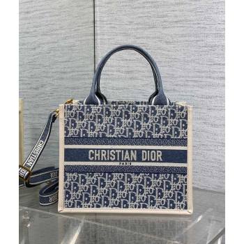 Dior Small Dior Book Tote Bag in Dior Oblique Chambray-Effect Embroidery Blue/White 2025 (XXG-250806046)
