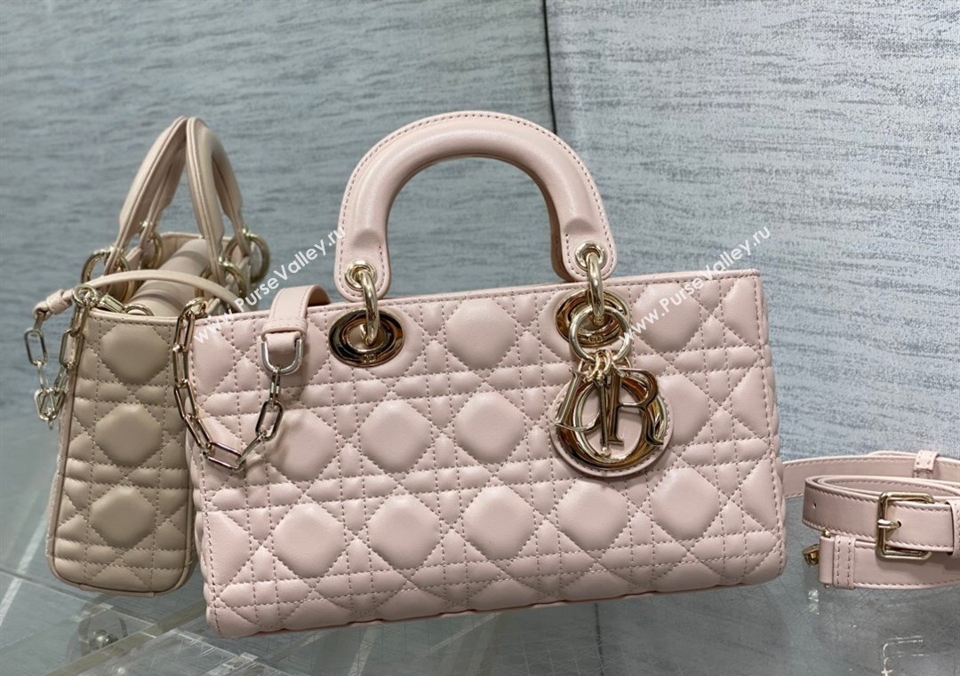 Dior Lady D-Joy Medium Bag in Cannage Lambskin Powder Pink 2025 M9250 (XXG-250806054)