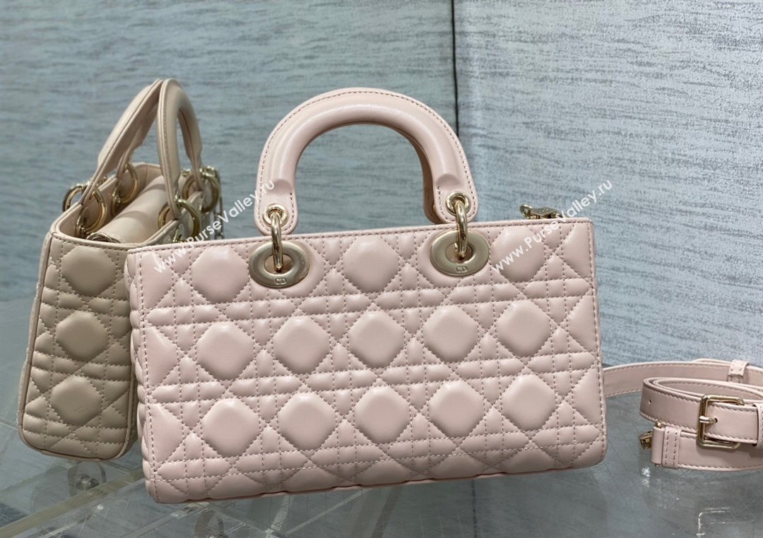 Dior Lady D-Joy Medium Bag in Cannage Lambskin Powder Pink 2025 M9250 (XXG-250806054)
