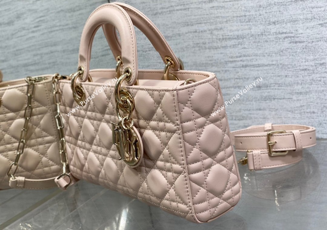 Dior Lady D-Joy Medium Bag in Cannage Lambskin Powder Pink 2025 M9250 (XXG-250806054)