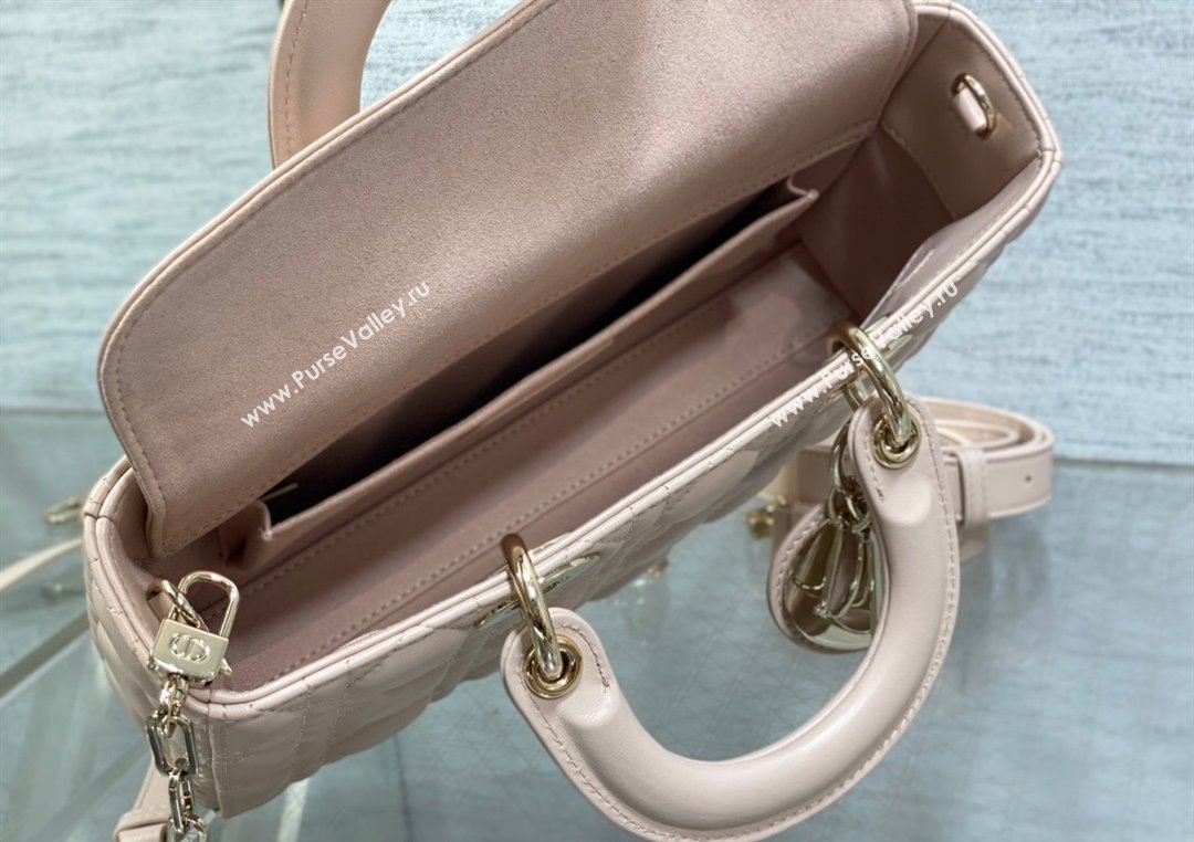 Dior Lady D-Joy Medium Bag in Cannage Lambskin Powder Pink 2025 M9250 (XXG-250806054)