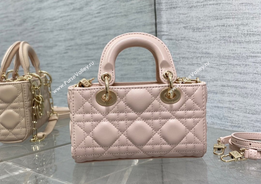 Dior Lady D-Joy Micro Bag in Cannage Lambskin Powder Pink 2025 M9250 (XXG-250806076)