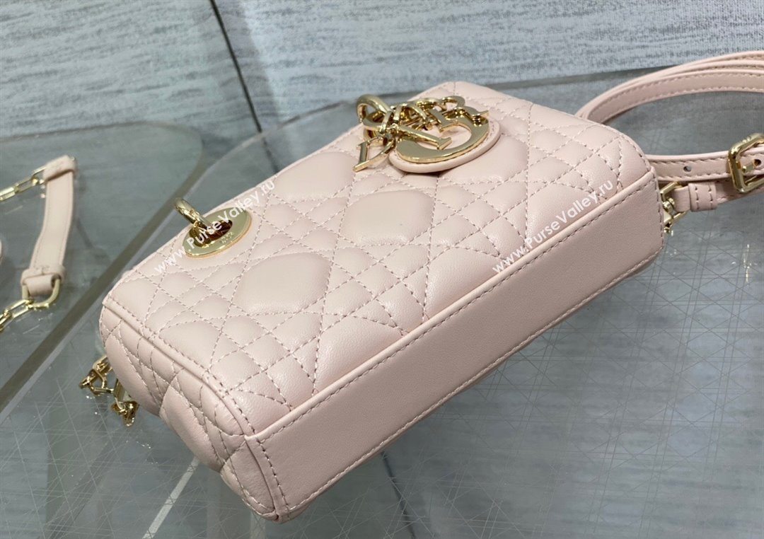 Dior Lady D-Joy Micro Bag in Cannage Lambskin Powder Pink 2025 M9250 (XXG-250806076)