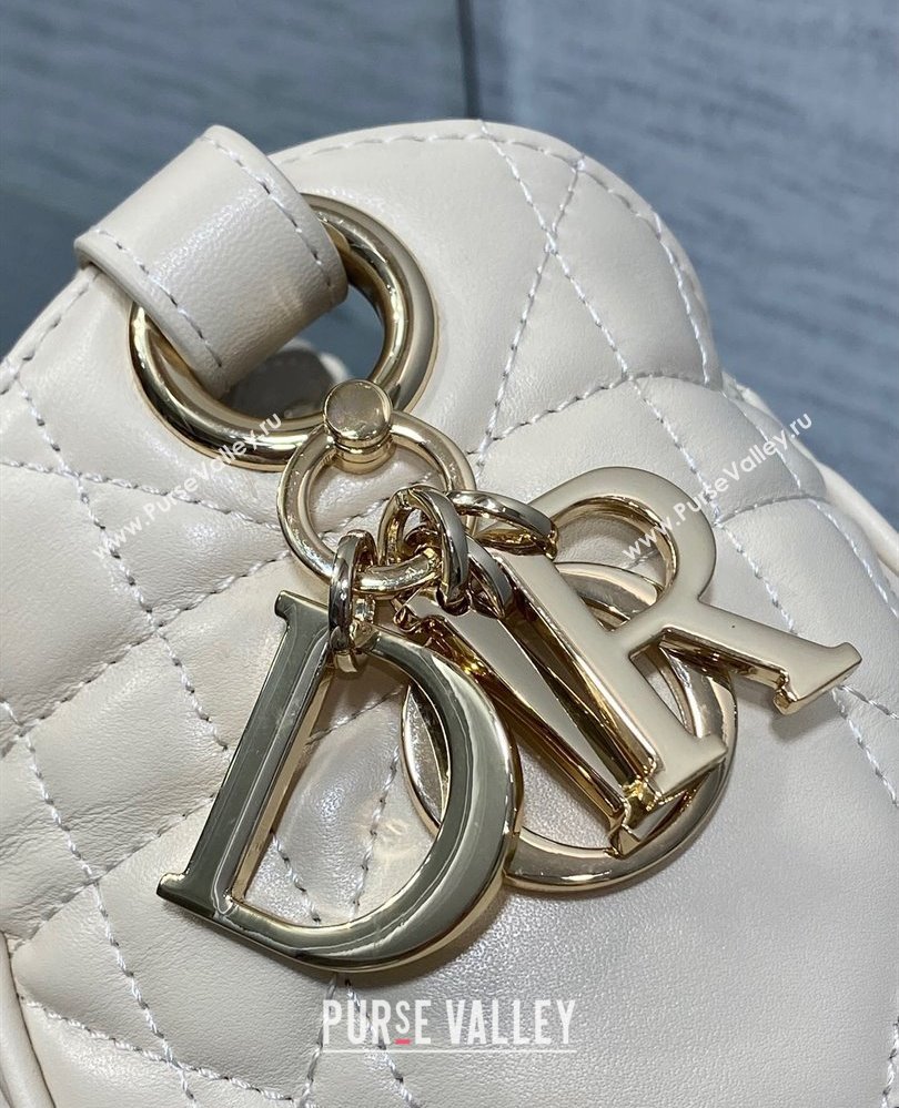 Dior Small D-Motion Bag in Macrocannage Lambskin Ivory White 2025 2851 (XXG-250806007)