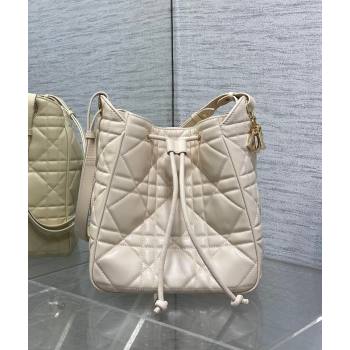 Dior Medium D-Motion Bag in Macrocannage Lambskin Ivory White 2025 0806 (XXG-250806002)