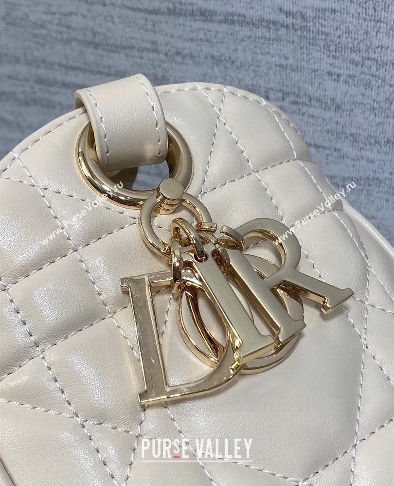 Dior Medium D-Motion Bag in Macrocannage Lambskin Ivory White 2025 0806 (XXG-250806002)