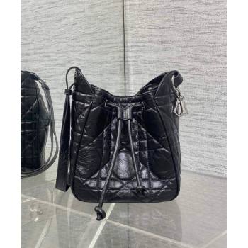 Dior Small D-Motion Bag in Macrocannage Crinkled Calfskin Black 2025 2851 (XXG-250806008)