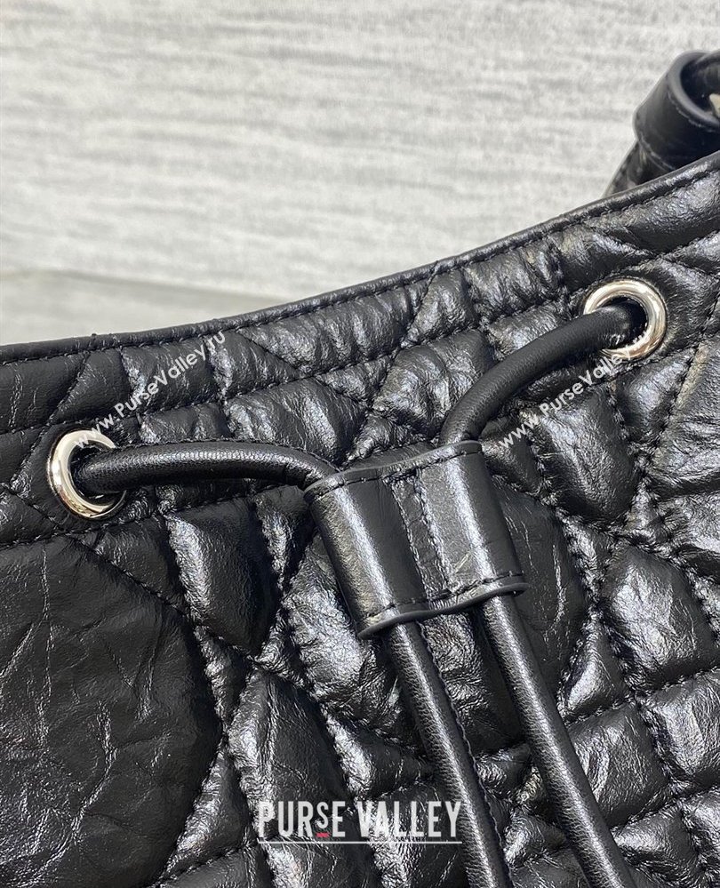 Dior Small D-Motion Bag in Macrocannage Crinkled Calfskin Black 2025 2851 (XXG-250806008)