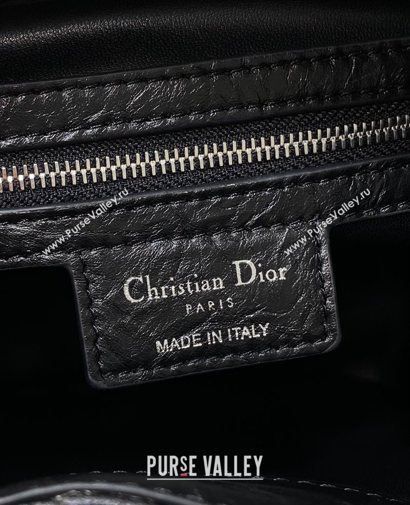 Dior Small D-Motion Bag in Macrocannage Crinkled Calfskin Black 2025 2851 (XXG-250806008)