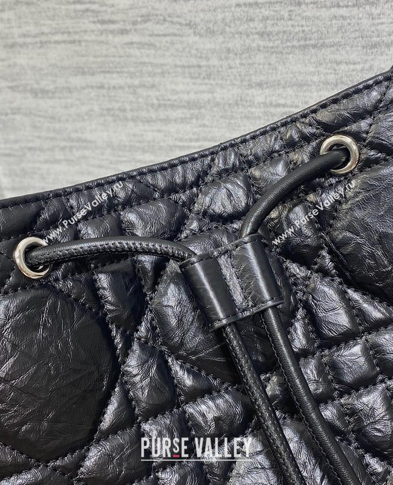 Dior Medium D-Motion Bag in Macrocannage Crinkled Calfskin Black 2025 0806 (XXG-250806003)