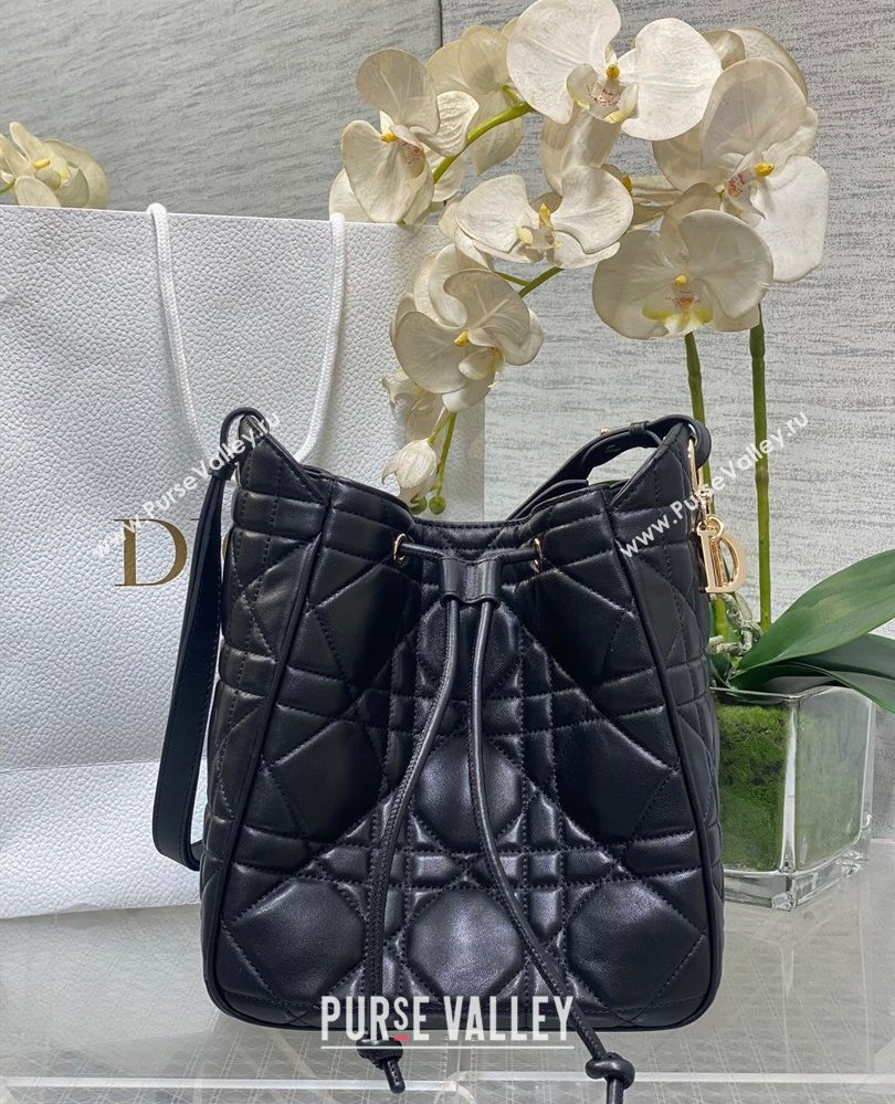 Dior Medium D-Motion Bag in Macrocannage Lambskin Black 2025 0806 (XXG-250806004)