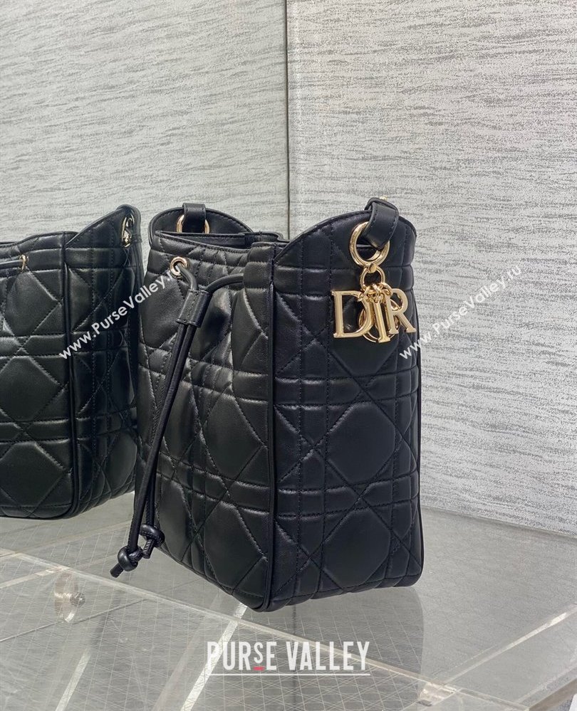 Dior Medium D-Motion Bag in Macrocannage Lambskin Black 2025 0806 (XXG-250806004)