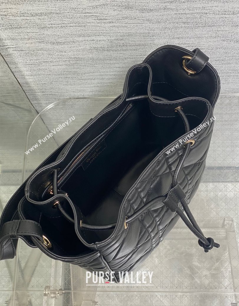 Dior Medium D-Motion Bag in Macrocannage Lambskin Black 2025 0806 (XXG-250806004)
