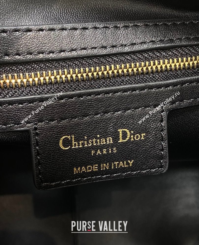 Dior Medium D-Motion Bag in Macrocannage Lambskin Black 2025 0806 (XXG-250806004)