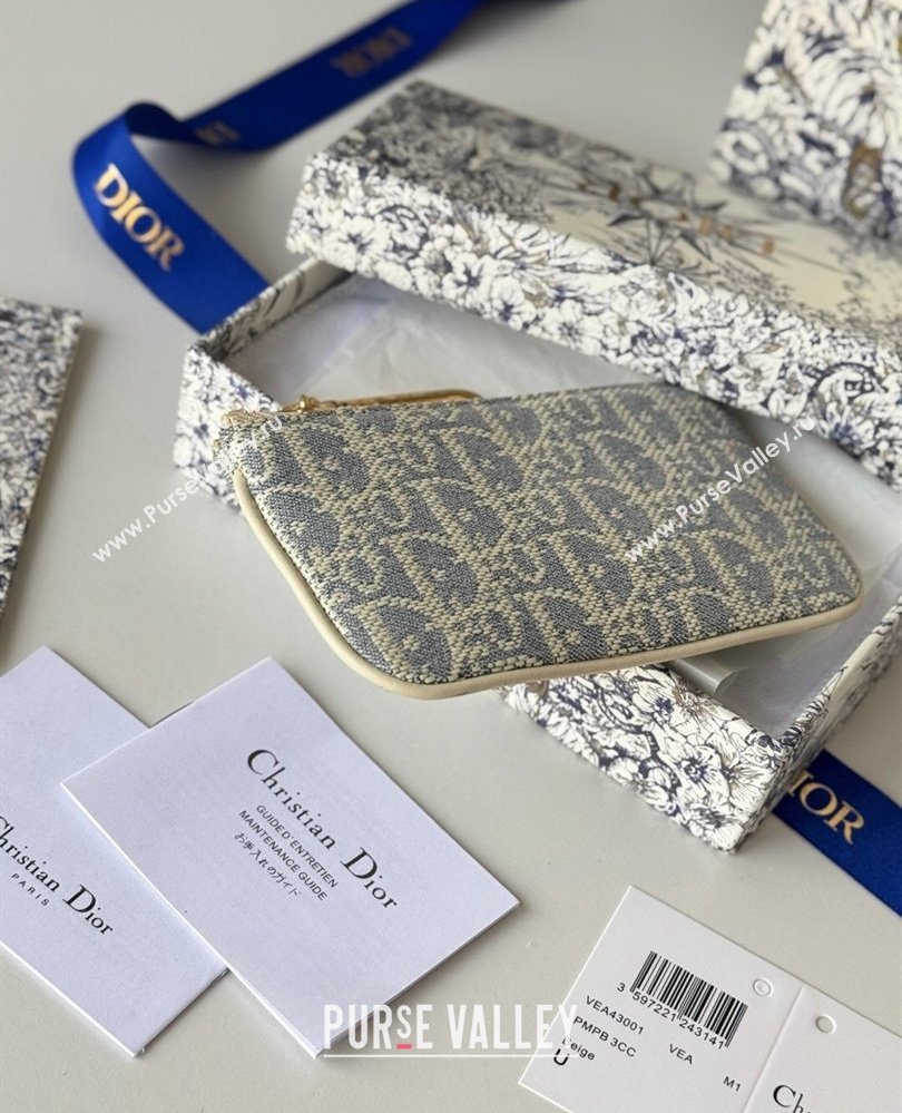Dior DiorTravel Myrte Zipped Key Case in Blue Oblique Chambray-Effect Embroidery 2025 S2177UTZQ (XXG-250806084)