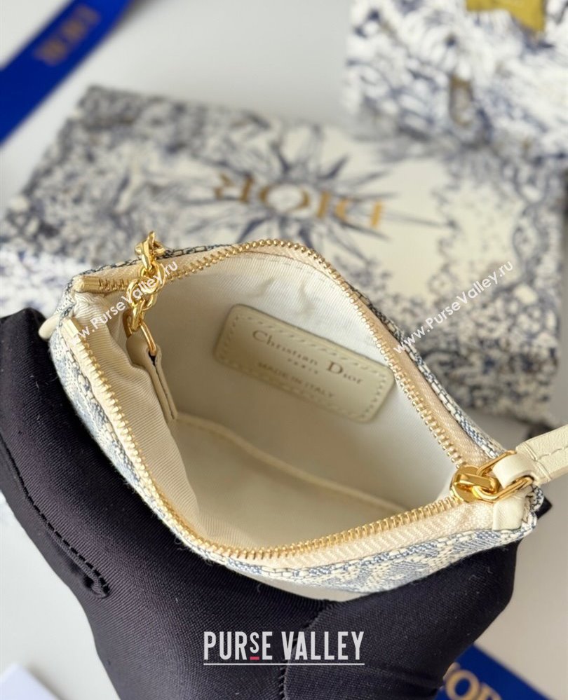 Dior DiorTravel Myrte Zipped Key Case in Blue Oblique Chambray-Effect Embroidery 2025 S2177UTZQ (XXG-250806084)