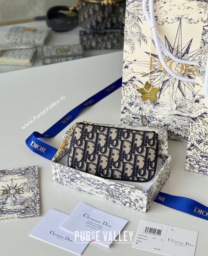 Dior DiorTravel Myrte Zipped Key Case Blue Dior Oblique Jacquard 2025 S2177UTZQ (XXG-250806085)