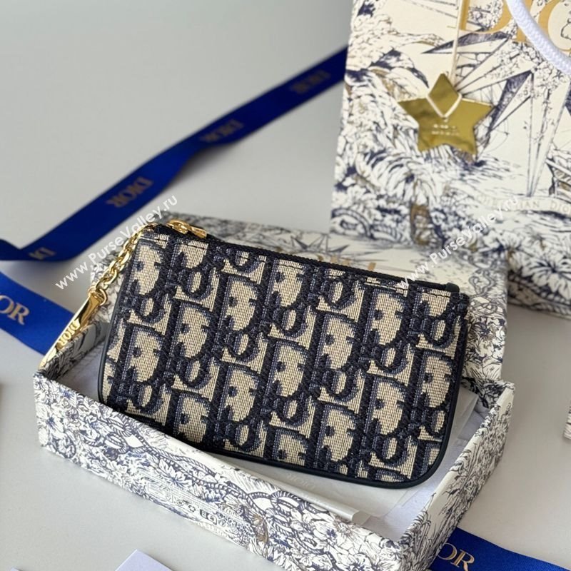 Dior DiorTravel Myrte Zipped Key Case Blue Dior Oblique Jacquard 2025 S2177UTZQ (XXG-250806085)