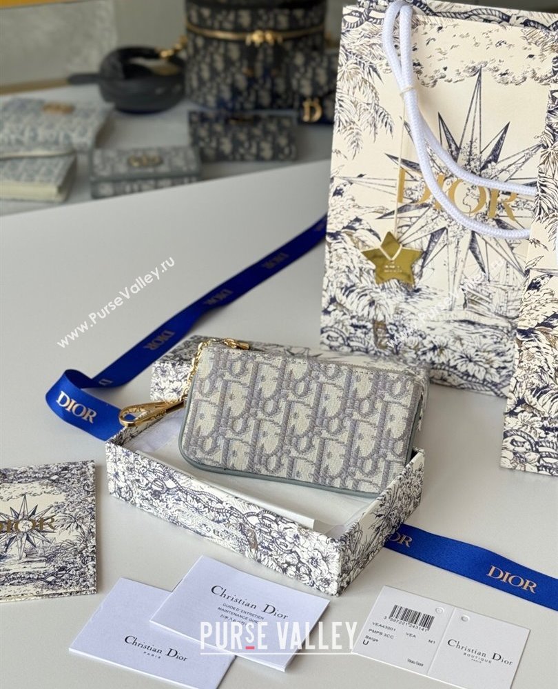 Dior DiorTravel Myrte Zipped Key Case in Grey Dior Oblique Jacquard2025 S2177UTZQ (XXG-250806086)