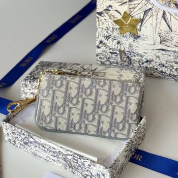 Dior DiorTravel Myrte Zipped Key Case in Grey Dior Oblique Jacquard2025 S2177UTZQ (XXG-250806086)