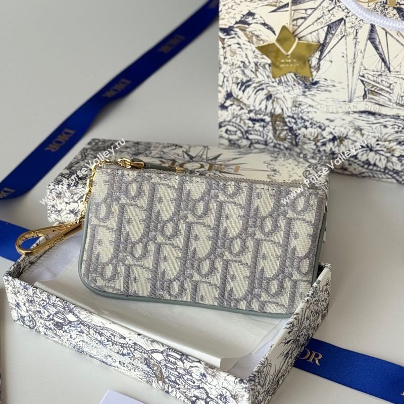 Dior DiorTravel Myrte Zipped Key Case in Grey Dior Oblique Jacquard2025 S2177UTZQ (XXG-250806086)