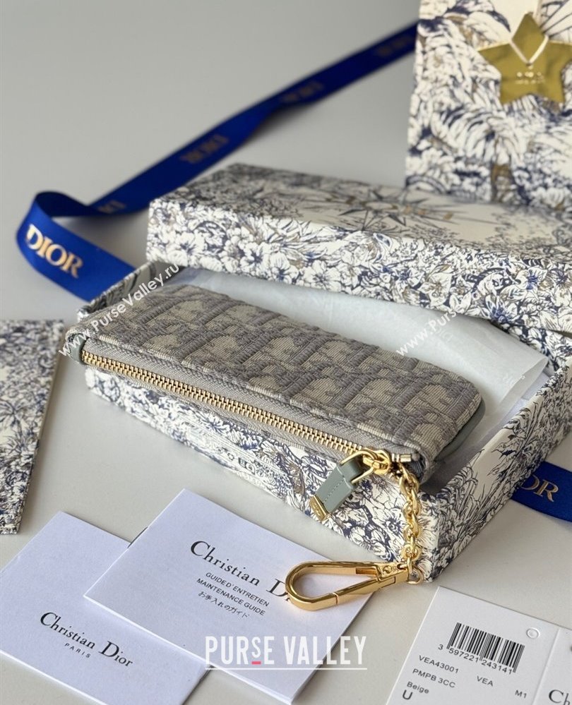 Dior DiorTravel Myrte Zipped Key Case in Grey Dior Oblique Jacquard2025 S2177UTZQ (XXG-250806086)