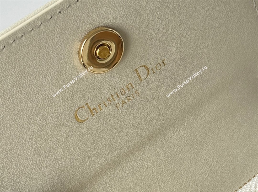 Dior 30 Montaigne Glycine Card Holder in Blue Oblique Chambray-Effect Embroidery 2025 S2300UWHC (XXG-250806088)