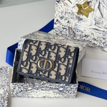 Dior 30 Montaigne Glycine Card Holder in Blue Dior Oblique Jacquard2025 S2300UWHC (XXG-250806089)