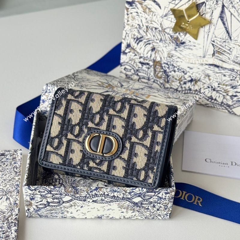 Dior 30 Montaigne Glycine Card Holder in Blue Dior Oblique Jacquard2025 S2300UWHC (XXG-250806089)