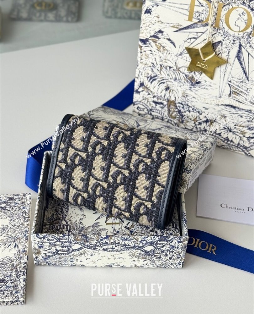 Dior 30 Montaigne Glycine Card Holder in Blue Dior Oblique Jacquard2025 S2300UWHC (XXG-250806089)