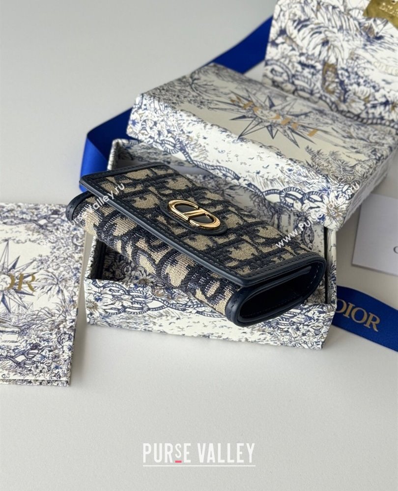 Dior 30 Montaigne Glycine Card Holder in Blue Dior Oblique Jacquard2025 S2300UWHC (XXG-250806089)
