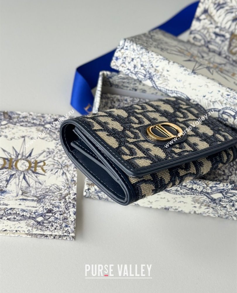 Dior 30 Montaigne Glycine Card Holder in Blue Dior Oblique Jacquard2025 S2300UWHC (XXG-250806089)
