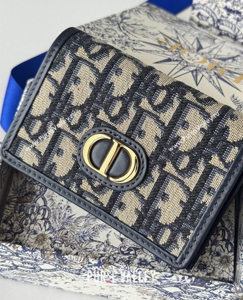 Dior 30 Montaigne Glycine Card Holder in Blue Dior Oblique Jacquard2025 S2300UWHC (XXG-250806089)